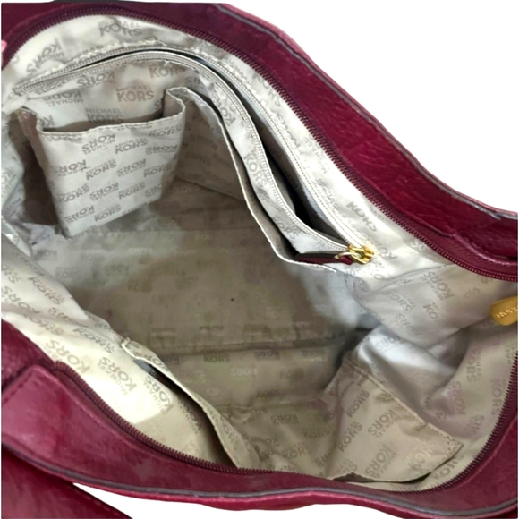 Michael Kors Large Burgundy Wine Leather Handbag - Picture 6 of 7